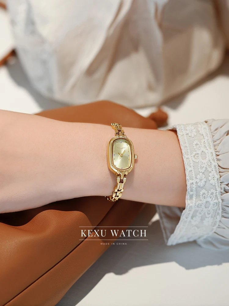 여성용 SKHL 시계, 우아한 골드 팔찌 여성용 시계, 섬세한 타원형 페이스 여성용 시계 도매, 패션 쿼츠 손목시계