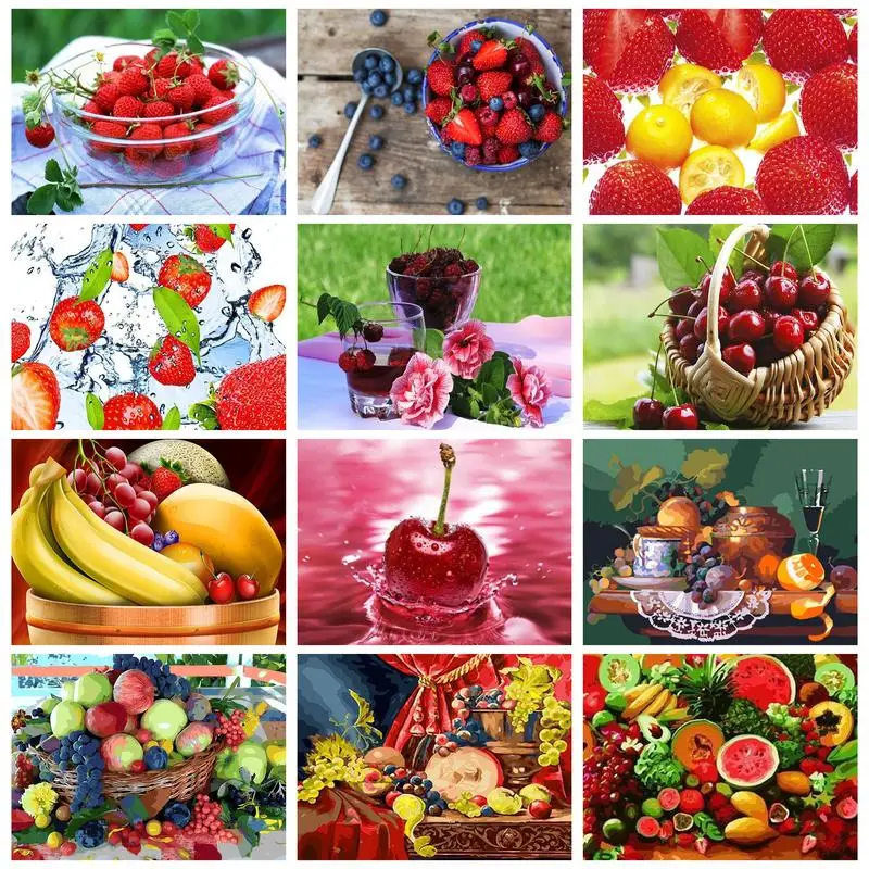 

PhotoCustom Modern Painting By Numbers Fruit Diy With Frame Pictures By Numbers Landscape Home Decor