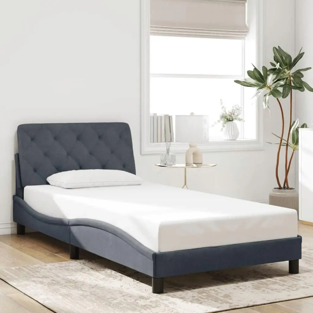 Dark Gray Velvet Bed Frame 39.4x79.9 - Stylish, No Mattress Included, Modern Design for Bedroom