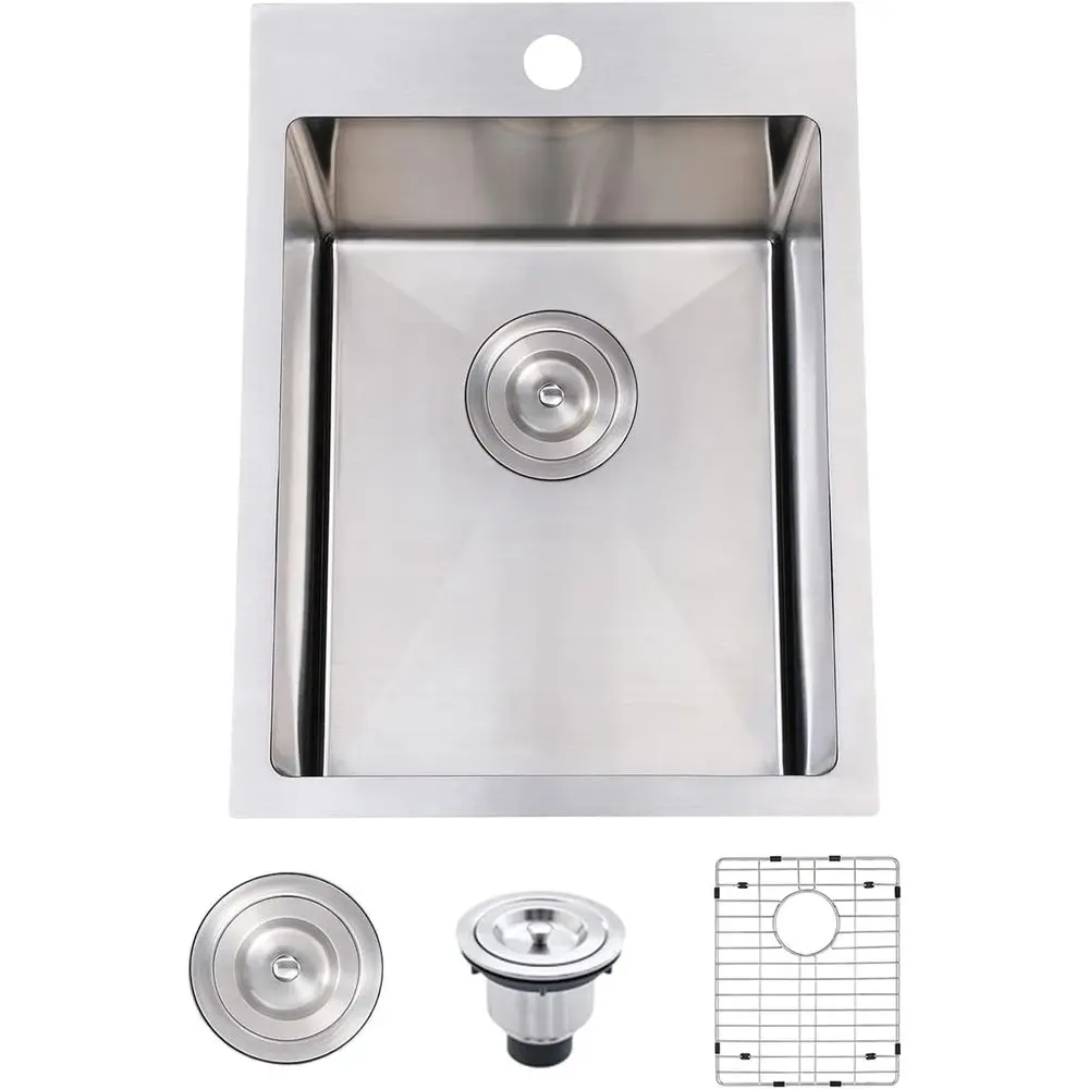 

15x20 Inch Drop In Bar Sink, Small Kitchen Sink or RV, 16 Gauge 304 StainlSteel Topmount Handmade Wet Prep Single Bowl or Yard O