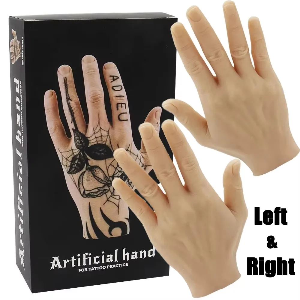 

Left Right Tattoo Practice Fake Hand Soft Silicone Dummy Tattoo Fake Hand 3D Tattoo Practice Hand for Tattoo Practicing Supplies