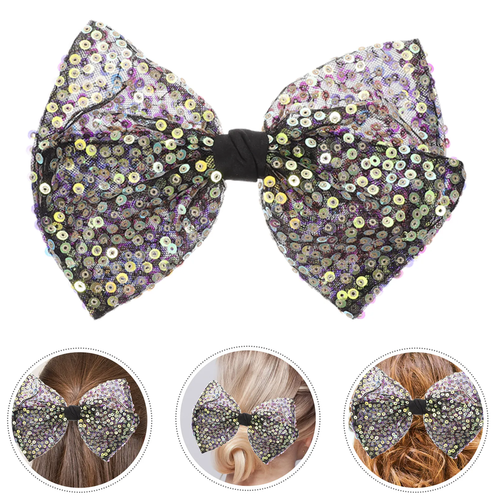 

Bow Hair Clips for Girls Large Sequin Hair Bows Accessories Elegant Sparkle Wedding Prom Decorative Lightweight Safe Gift