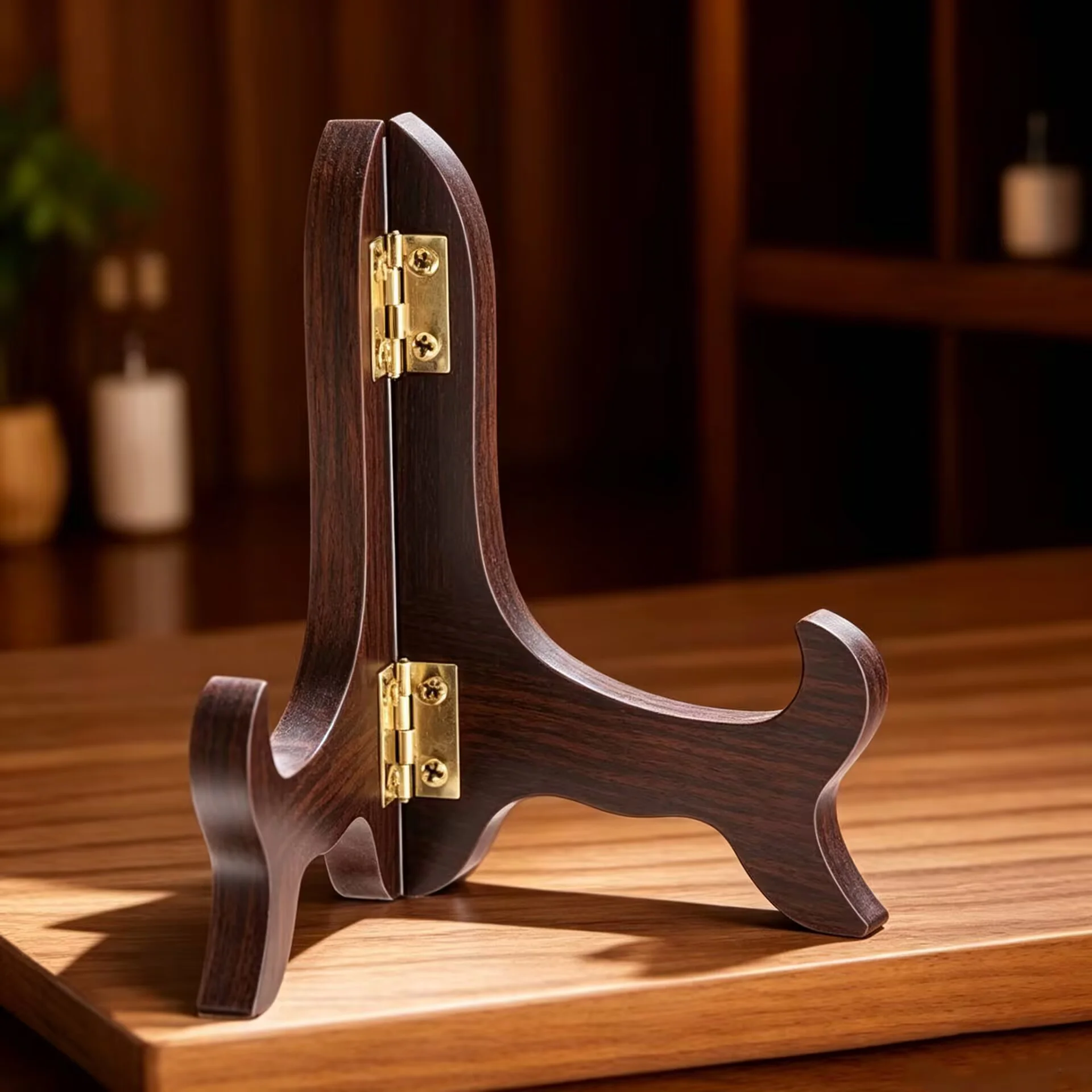 Wooden easel, display rack, folding plate and photo frame, tea brick storage rack, adjustable multi-function shelf