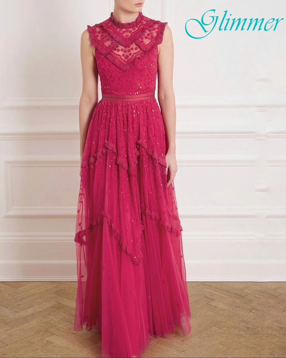 

Customized A-Line Crew Neck Sleeveless Elegant Evening Dress Delicate Bespoke Occasion Gowns Fashion Classic Celebrity Gowns