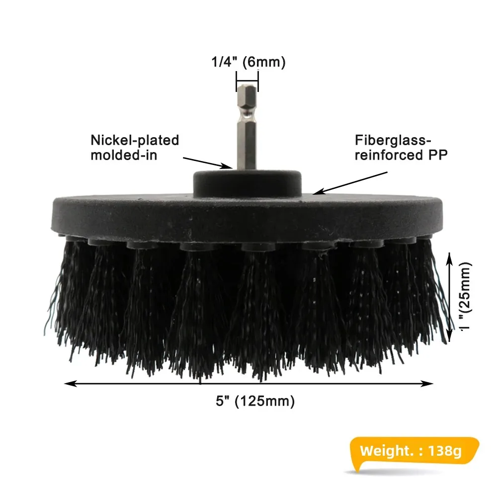 1Pcs 5 Inch Wheel Brush Car Washing Drill Cleaning Brushes for Rim Wash Bathroom Tub Shower Floor Car Auto Cleaning Washing Tool