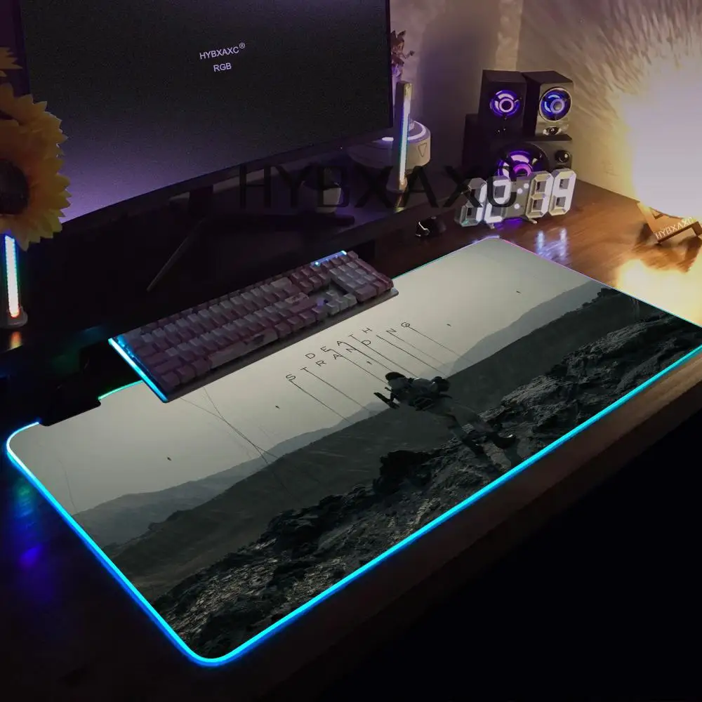 Death Stranding-alfombrilla de ratón RGB para juegos, alfombrilla de escritorio HD, grande, luz LED, XXL, para PC y ordenador