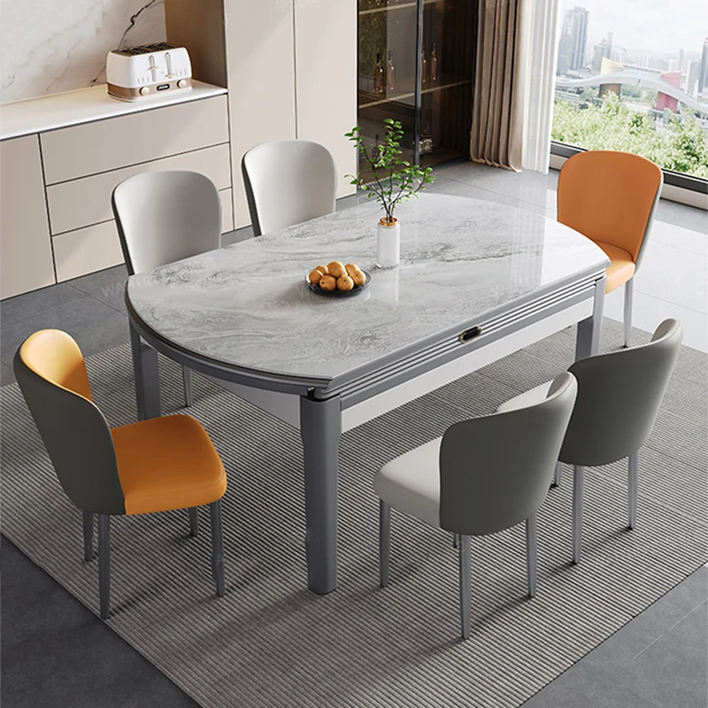 Metal Modern Table Living Room Round Design Space Saving Wood Table Small Luxury Tavolo Pranzo Allungabile Kitchen Furniture