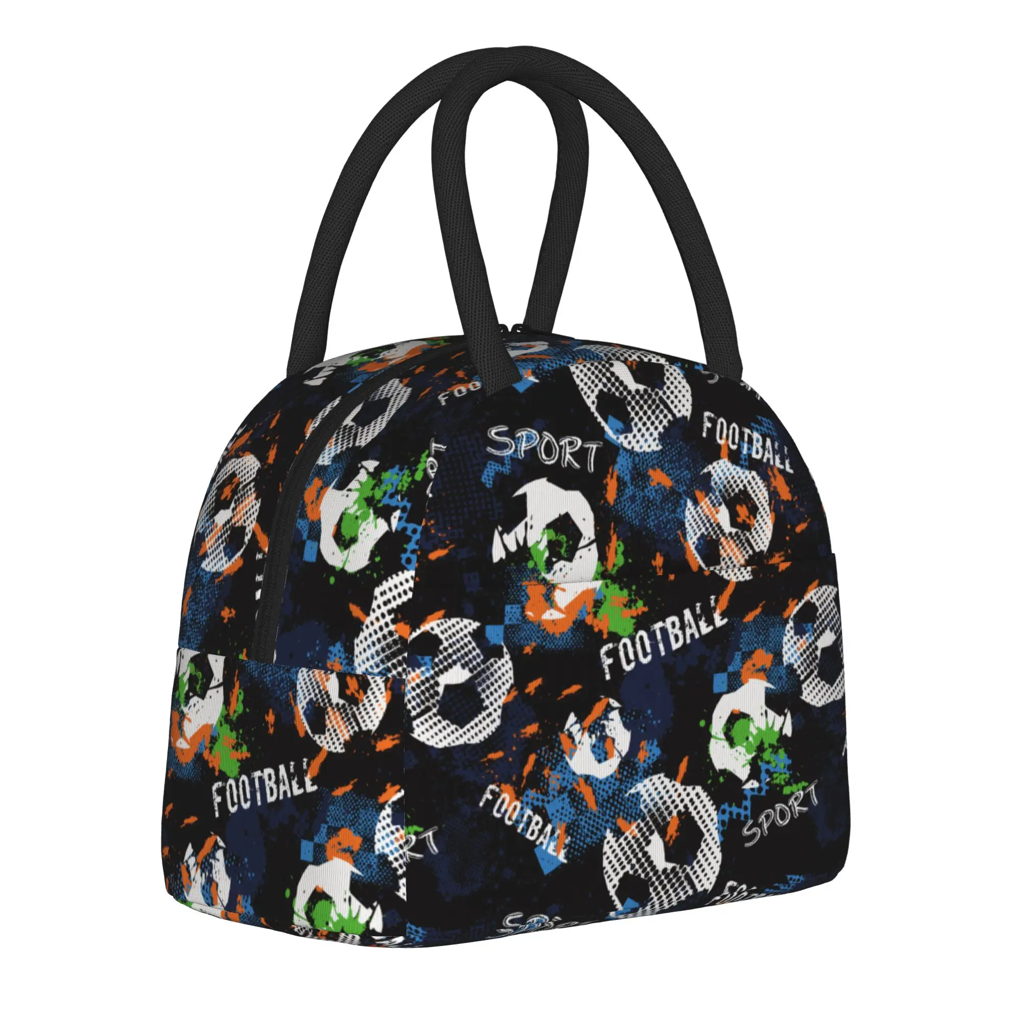 Cartoon Soccer Ball Football  Insulated Lunch Bags Thermal Bag Lunch Container  High Capacity Tote Lunch Box Food Storage Bags