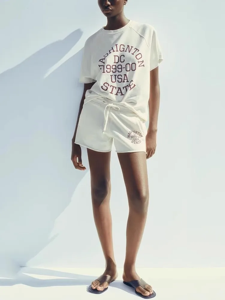 

New Summer Women's ort Pants Printed Wa Effect Velvet ort Sve Sweatirt Comfortable Breathable Moisture ng