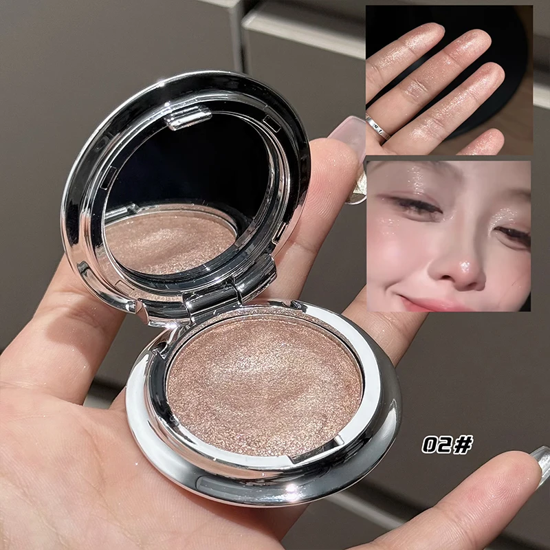 CACE resaltador monocromático en polvo champán brillo dorado iluminar maquillaje de ojos brillante textura de puré paleta de sombra de ojos de diamante