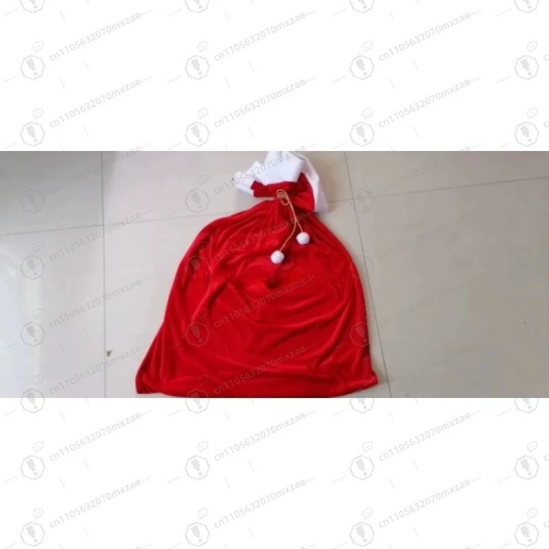 2 sacchetti regalo di Natale, sacchetti con coulisse in velluto rosso con pompon bianchi per regali di Natale