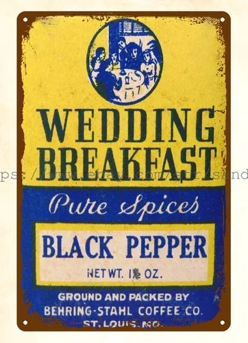 Letrero de metal para pared con diseño de desayuno de boda de los años 30, SPICE ST. LOUIS MISSOURI MO