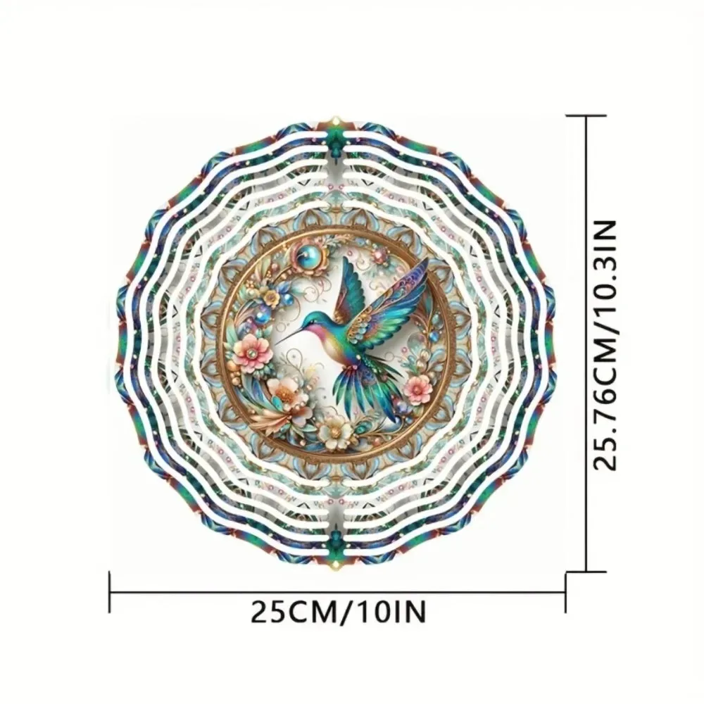 Hummingbird Wind Spinner - 3D Kinetic Metal Sculpture, 360° Rotating Hook for Garden & Outdoor