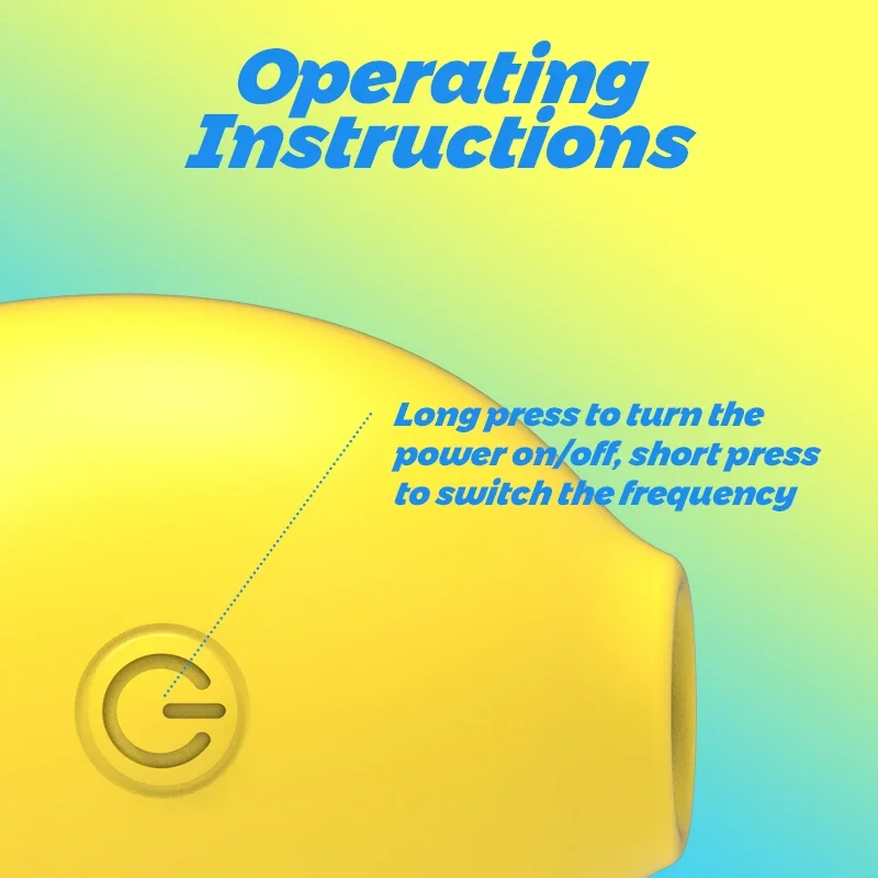 Operating instructions showing long press to turn on/off and short press to switch frequency