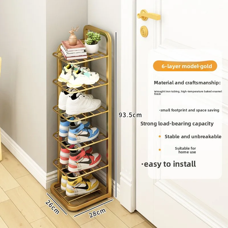 New model Wrought Iron Shoe Rack, Simple Multi-layer Dust-proof Shoe Cabinet, Narrow And Mical Corner Shoe Rack In Dormitory