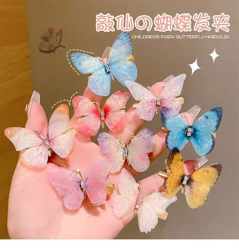 6Pcs Girl Princess Butterfly Hair Clip Cute Super Fairy Kids Hair Ornament Bangs Clip Summer Hair Accessories Accessories