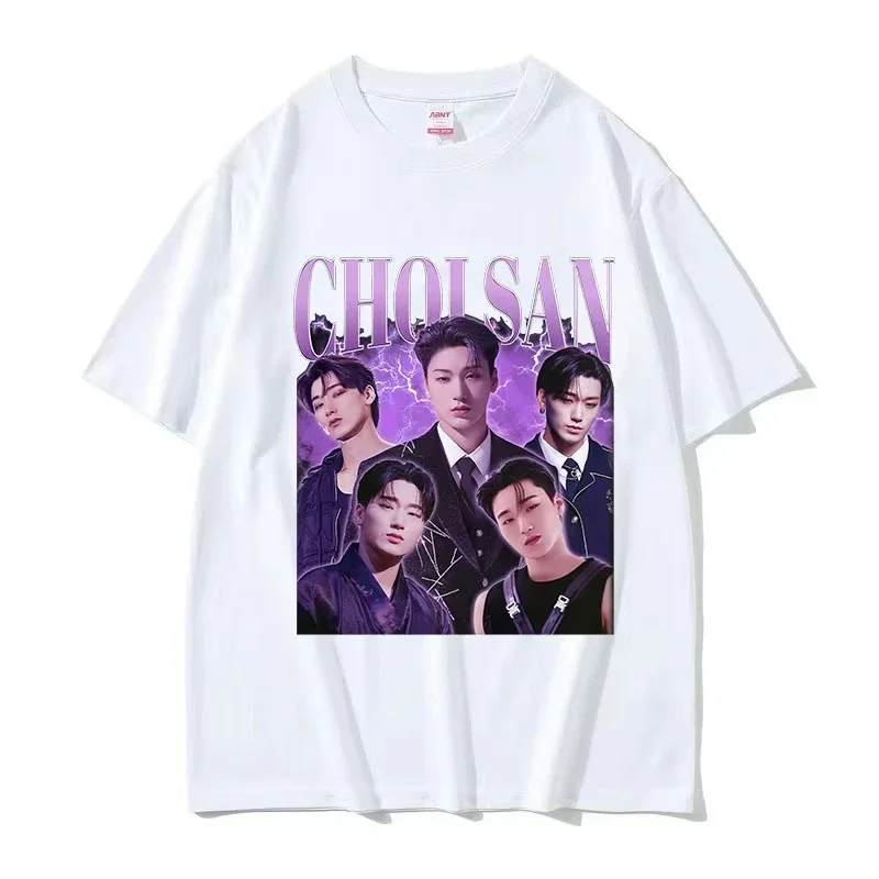 Retro Kpop Band Choi San Ateez Graphic T Shirt Women Hip Hop Clothing Cotton T-shirt Unisex Fashion High Quality T-shirt