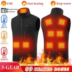 9Areas Self Heated jacket Heating Vest Men's Thermal Women's USB Heated Vest Warm Clothing Fishing Camping Washable Winter Man