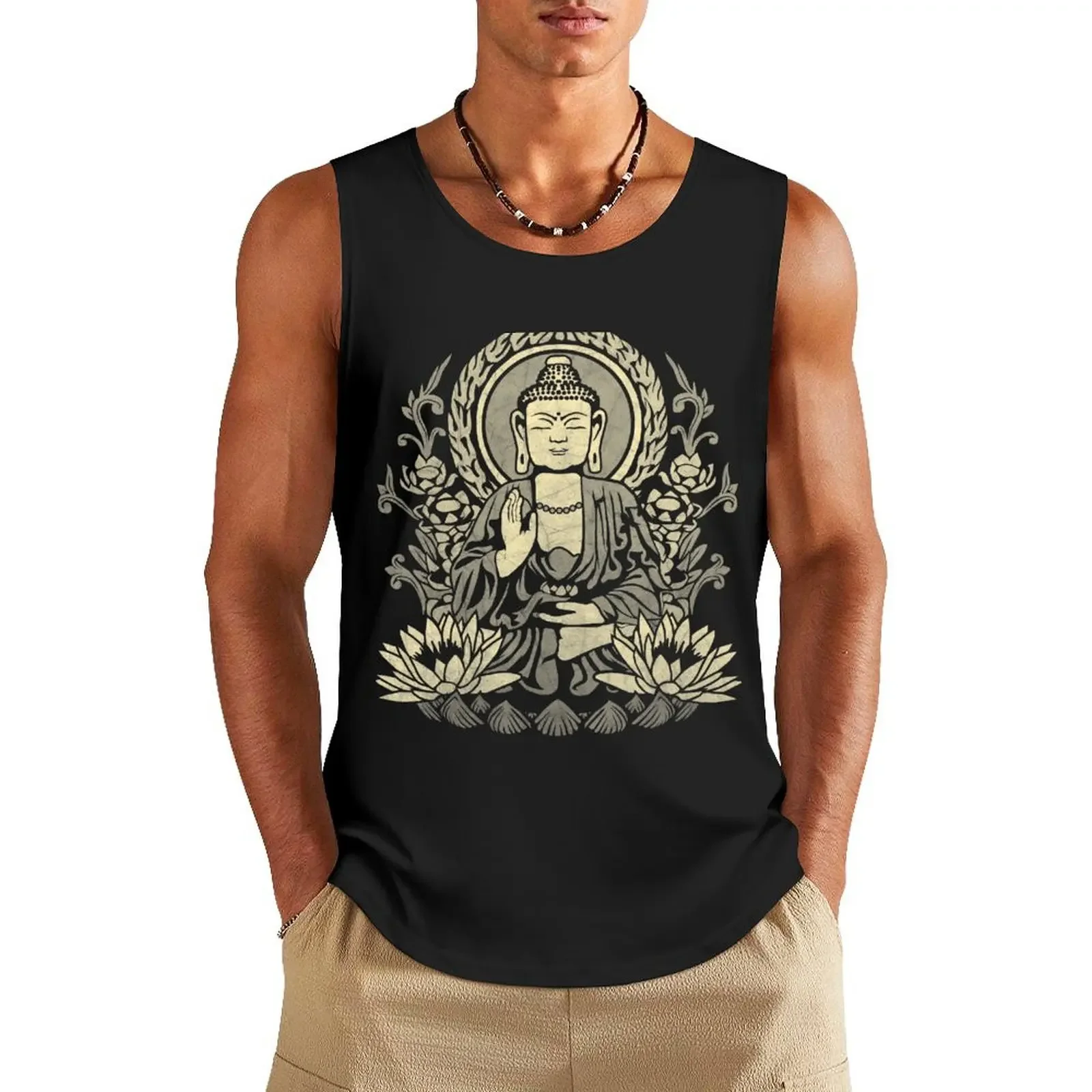

Siddhartha Gautama Buddha Yellow Tank Top summer clothes men 2024 Gym t-shirt man