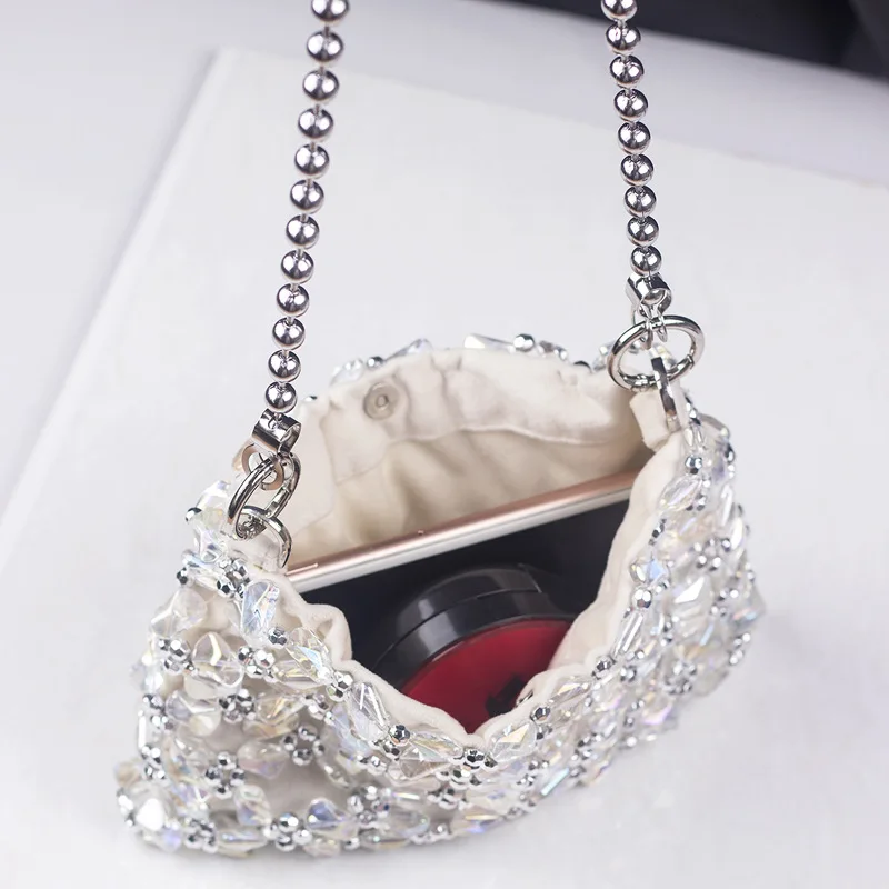 Jelly Transparent Bag Clutch Clear Bag Crossbody Messengers Fashion Designer Pearls Women Crystal Handbag Pouch Evening Bag