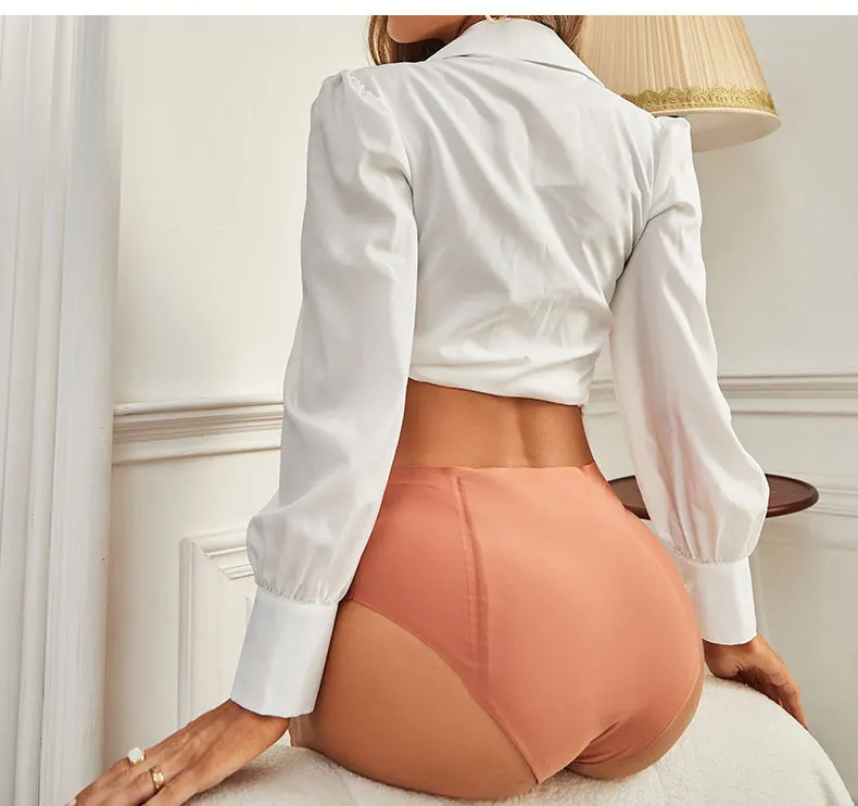 Women High Waist Seamless Period Panties Dual Side Leakproof Fast Absorb Sanitary Pad Free Reusable Washable Menstrual Underwear view 2