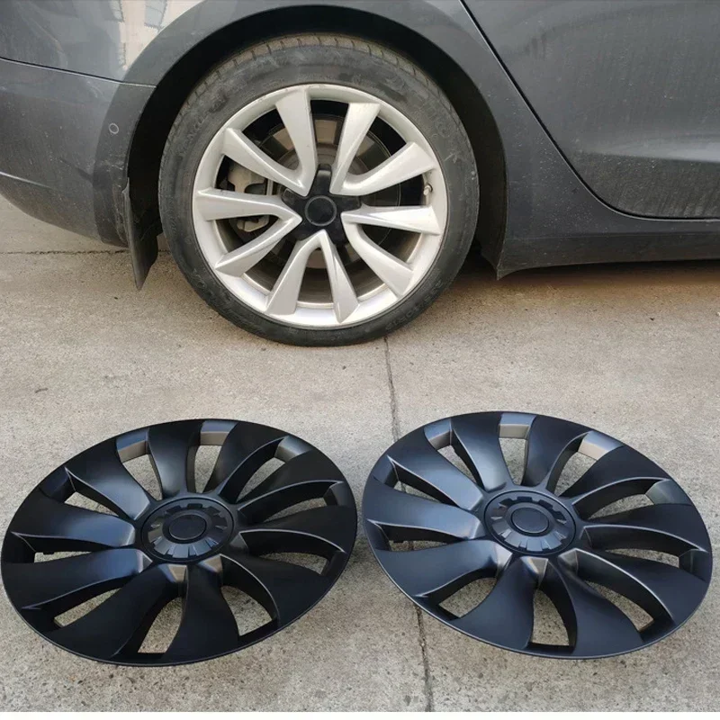 4PCS Coprimozzo Auto Prestazioni Sostituzione Copriruota Coprimozzo Coprimozzo Copertura Completa Accessori per Tesla Modello 3 19 Pollici 2017-2019