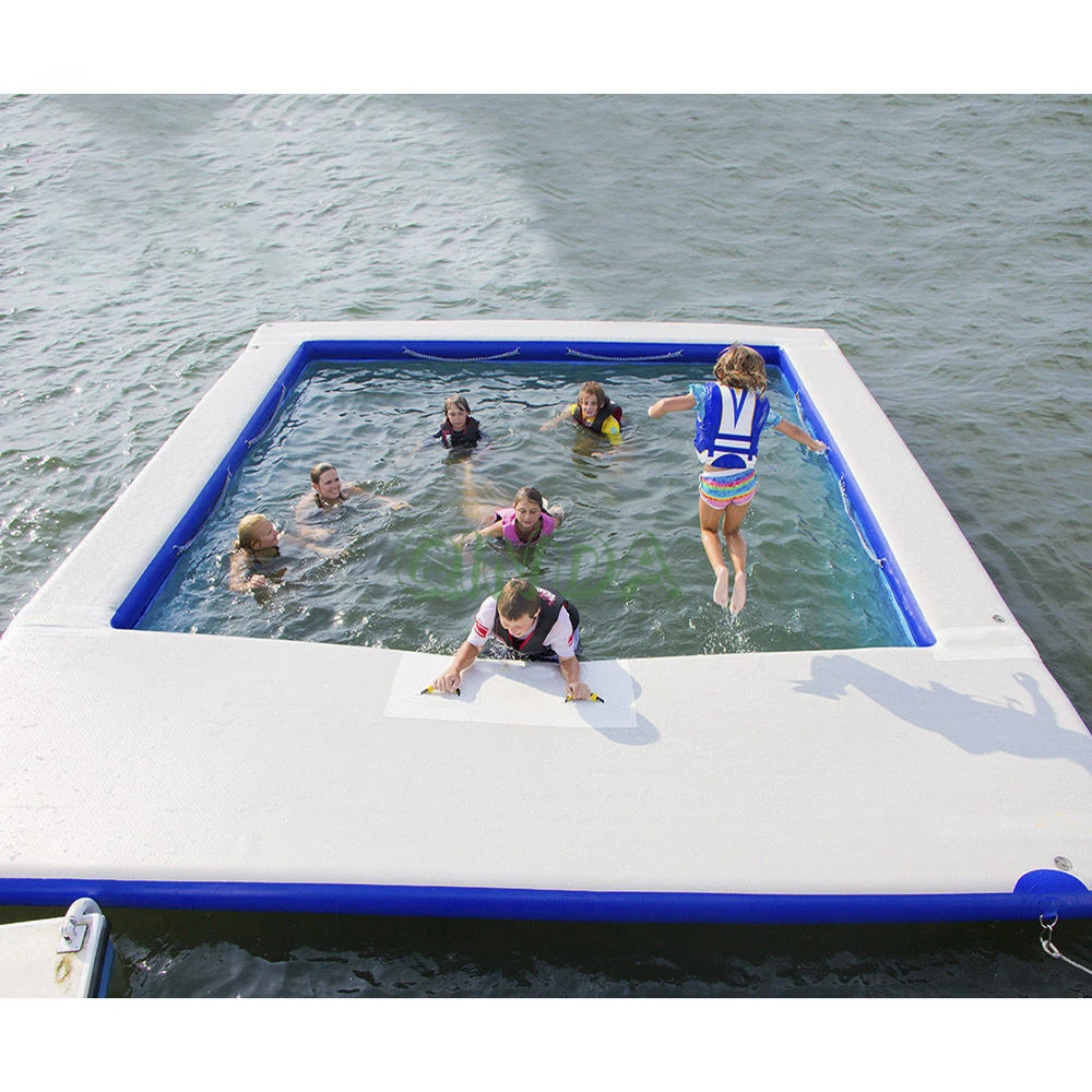 Piscine gonflable côtière avec filet anti-noyade, plate-forme flottante pour pagayer, yacht flottant