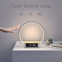 Custom home decor touch sensor smart wake up light desk alarm clock 10W 15W wireless charger led night bedside table lamp