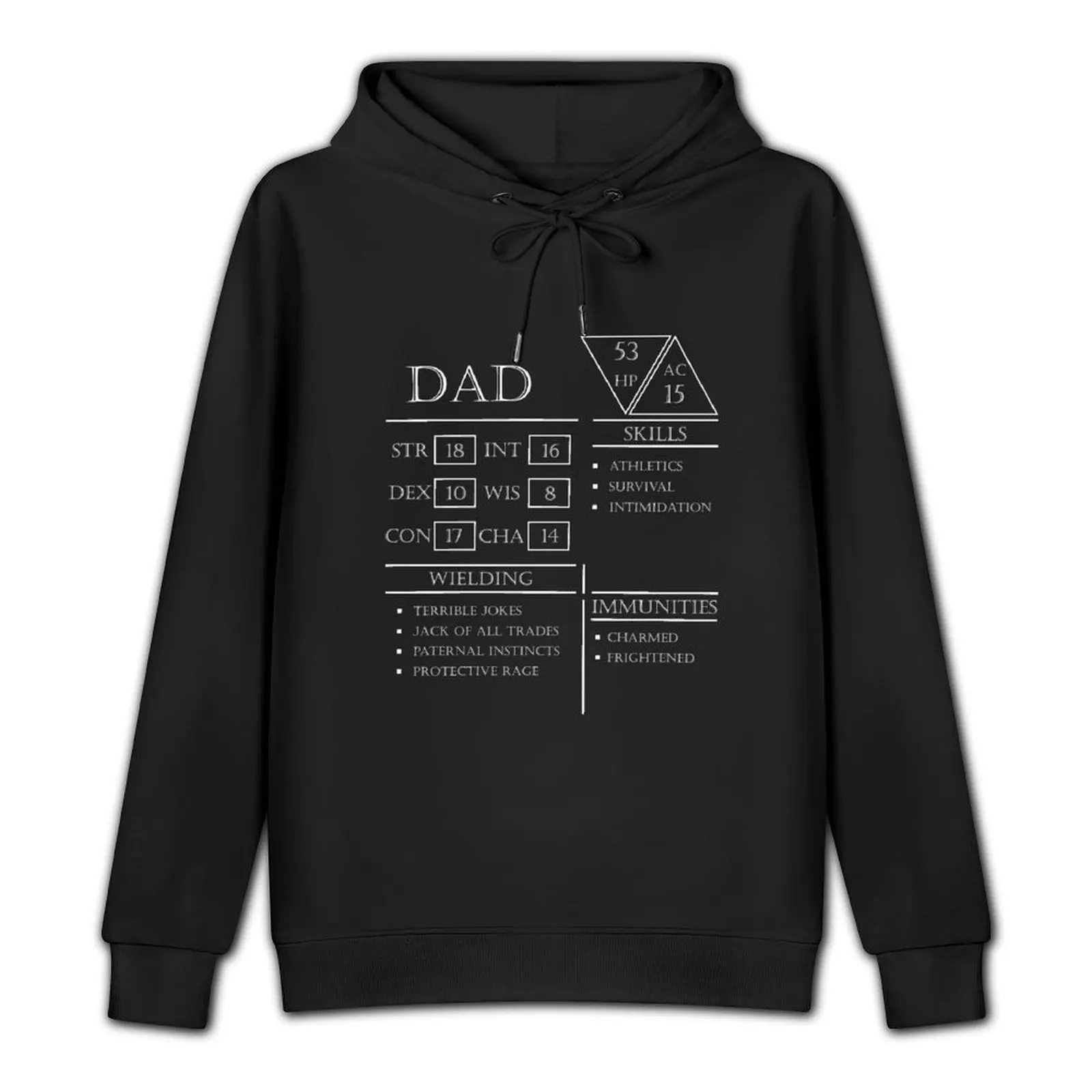 Dad Stats - Character Sheet - White Pullover Hoodie mens clothes clothes for men men's sweat-shirt pullover