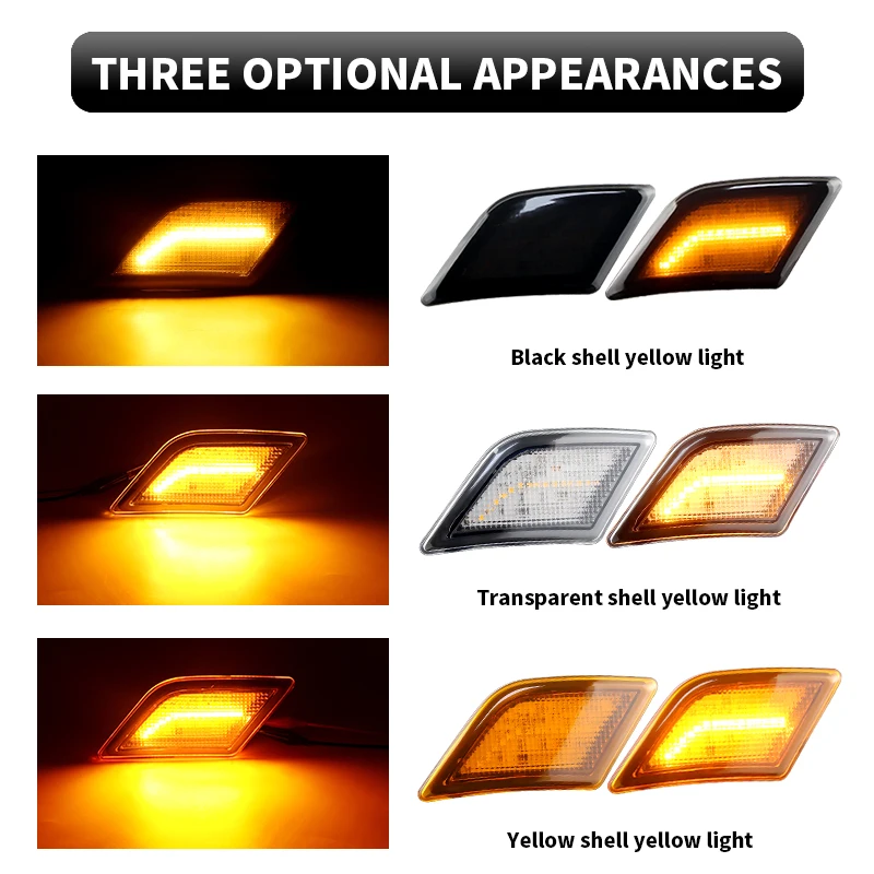 

For Mercedes Benz C180 C200 C230 C250 C280 C300 C350 2pcs LED Front Bumper Side Marker Lights Turn Signal Lamp OEM#: 2048200121