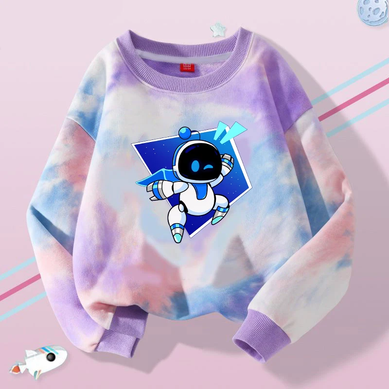 Astro Bot Children's Crew Neck Sweatshirt Cartoon Game Figure Printed Pullover Boys Winter Casual Warm Top Kids Birthday Gifts