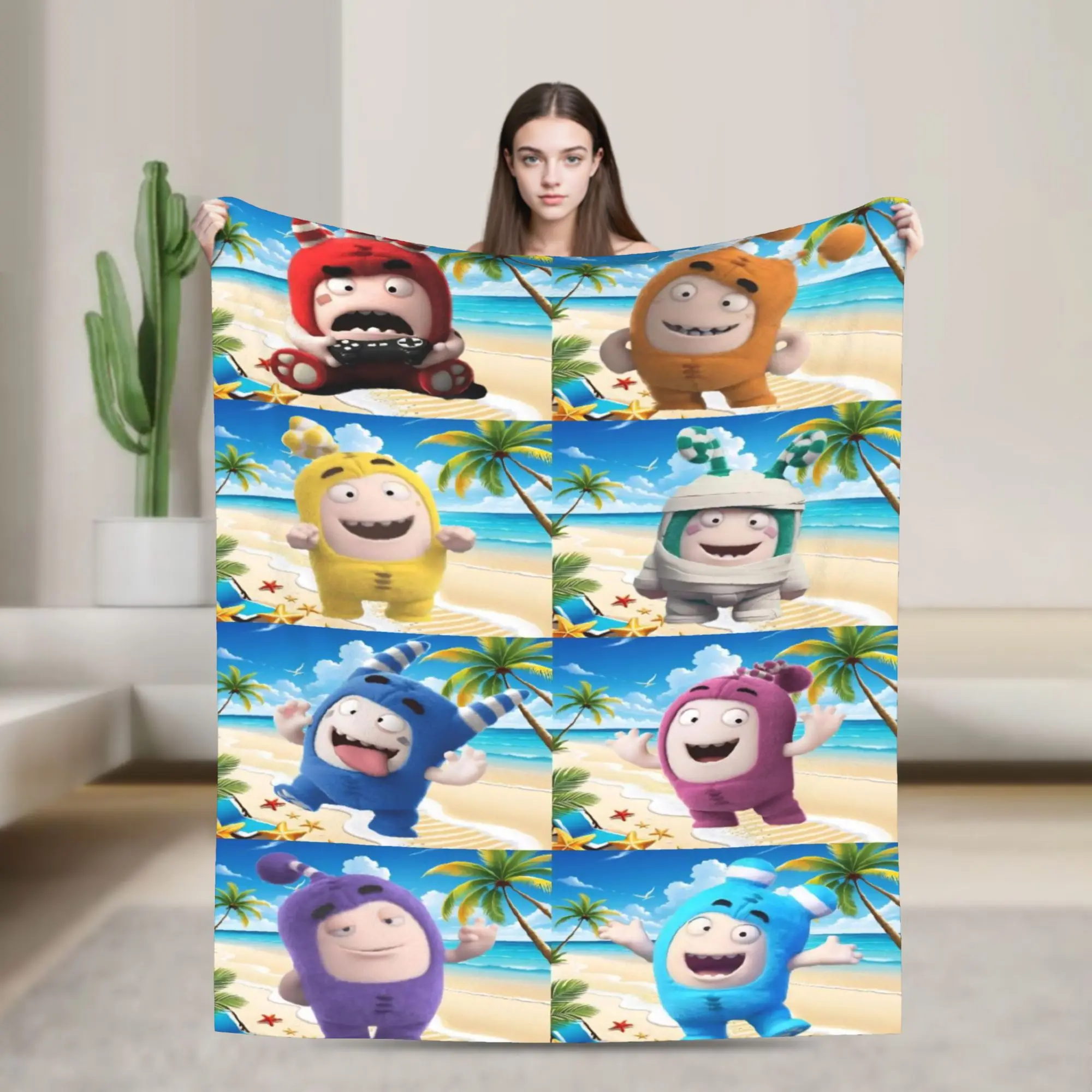 Oddbodse Animated Comedy Fleece Throw Blanket Fuse Pogo Bubbles Jeff Slick Zee Lulu Blanket for Bed Couch Warm Bedroom Quilt
