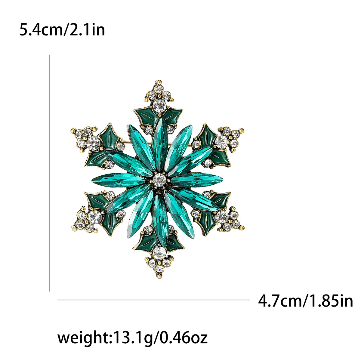 Beaut&Berry Trendy Rhinestone Snowflake Brooches 2-color Unisex Winter Christmas Party Holiday Casual Pins Accessories Gifts