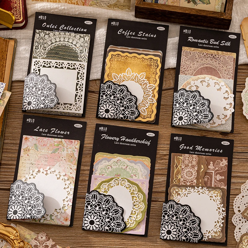 30 pcs Vintage Lace Decorative paper Diy Scrapbooking material paper hand made Background paper Retro Craft Supplies