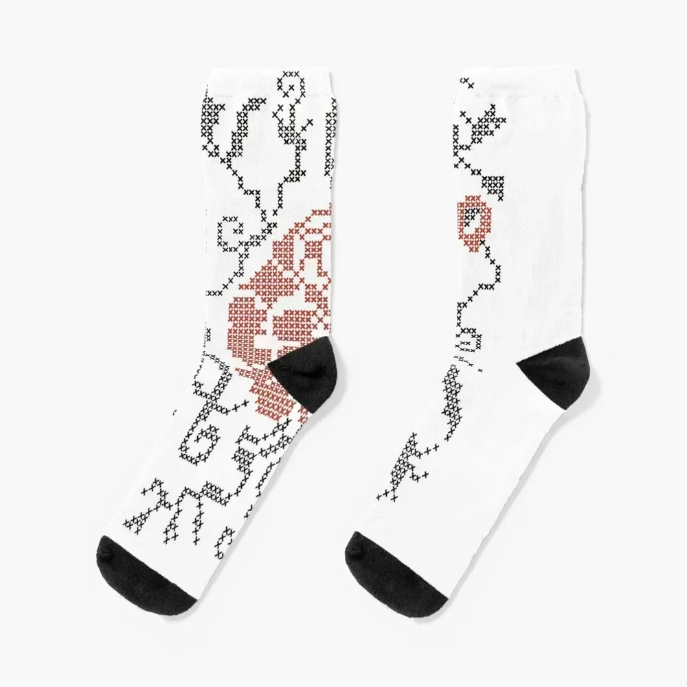 

Abstract Rose Embroidery Art Socks japanese fashion funny gifts Novelties Thermal man winter Designer Man Socks Women's