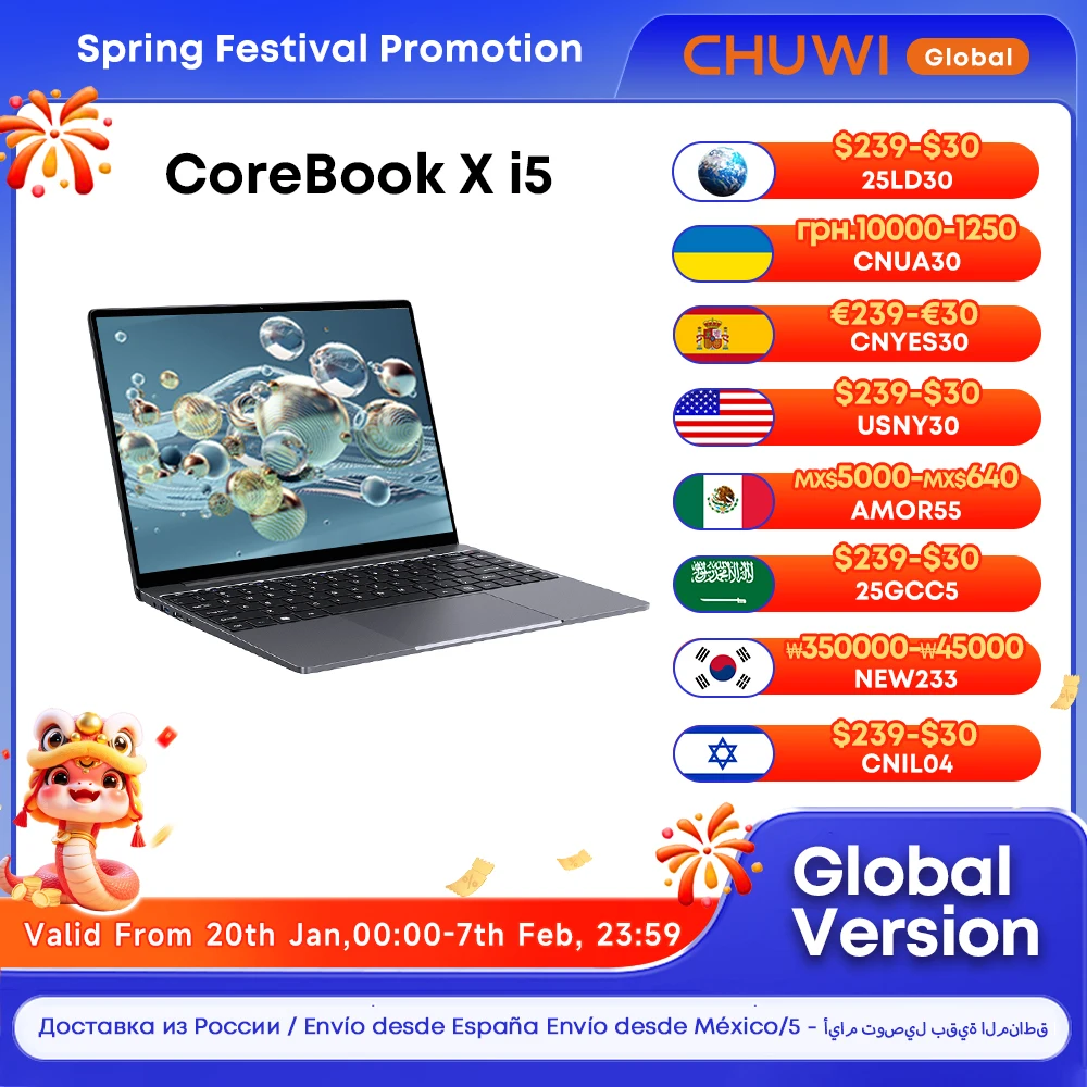 CHUWI CoreBook X Gaming Laptop 14 inch FHD Screen i5-12450H 8Cores 16GB RAM 512GB SSD WIFI 6 Windows 11 Gaming NoteBook PC 2024