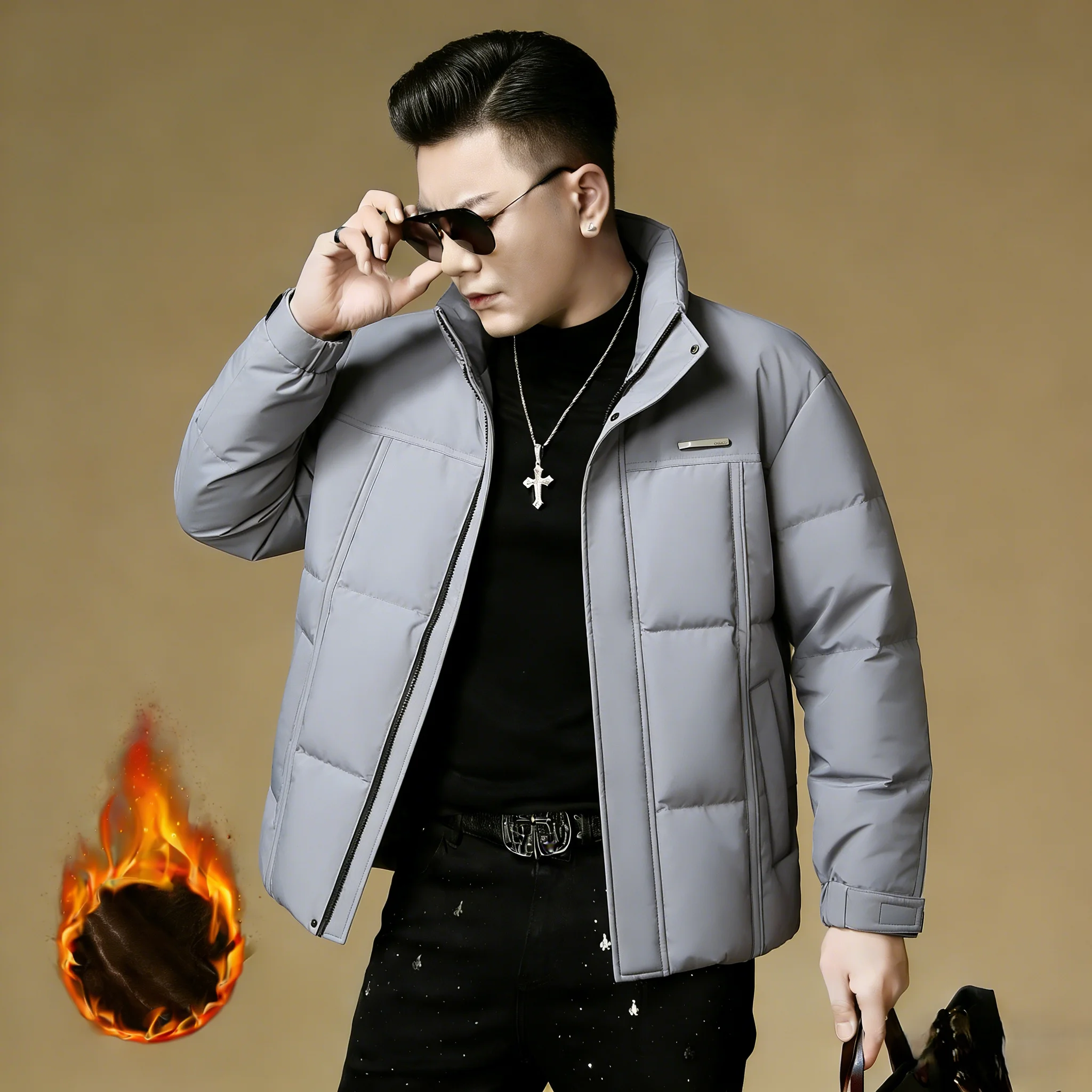 

Утепленная мужская зимняя куртка-пуховик для бега и активного отдыха с воротником-стойкой, новинка, теплая верхняя одежда