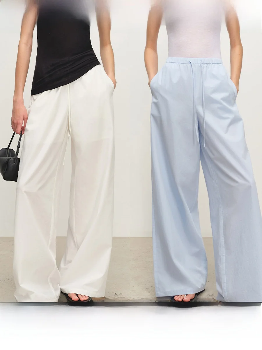 

MSBEAST Длинные бархатные хлопковые брюки с широкими штанинами, женские повседневные брюки, драпированные, воздушные, тонкие, белые, удобные, свободного кроя, весенний сезон