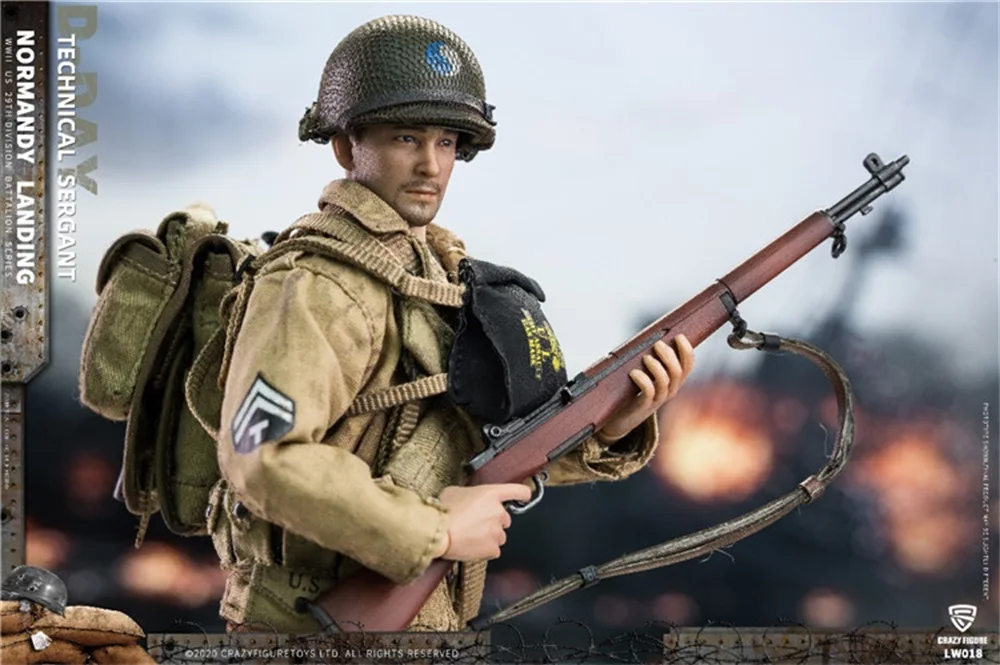 Crazy Figure 1/12 LW018 WWII U.S. Rangers On D-Day Technical Sergant Full Set Moveable Action Figure For Fans Collect In Stock