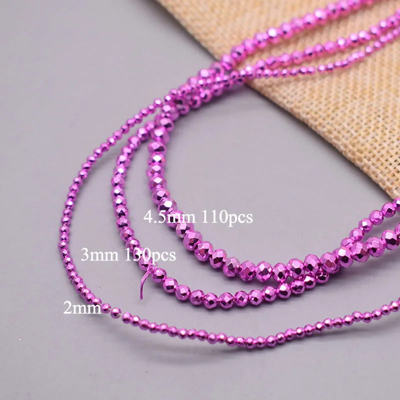 2 3 4mm New Color Golden Rose Blue Green Pink Faceted Crystal Glass Beads Spacer Loose Beads for Jewelry Making DIY Bracelet