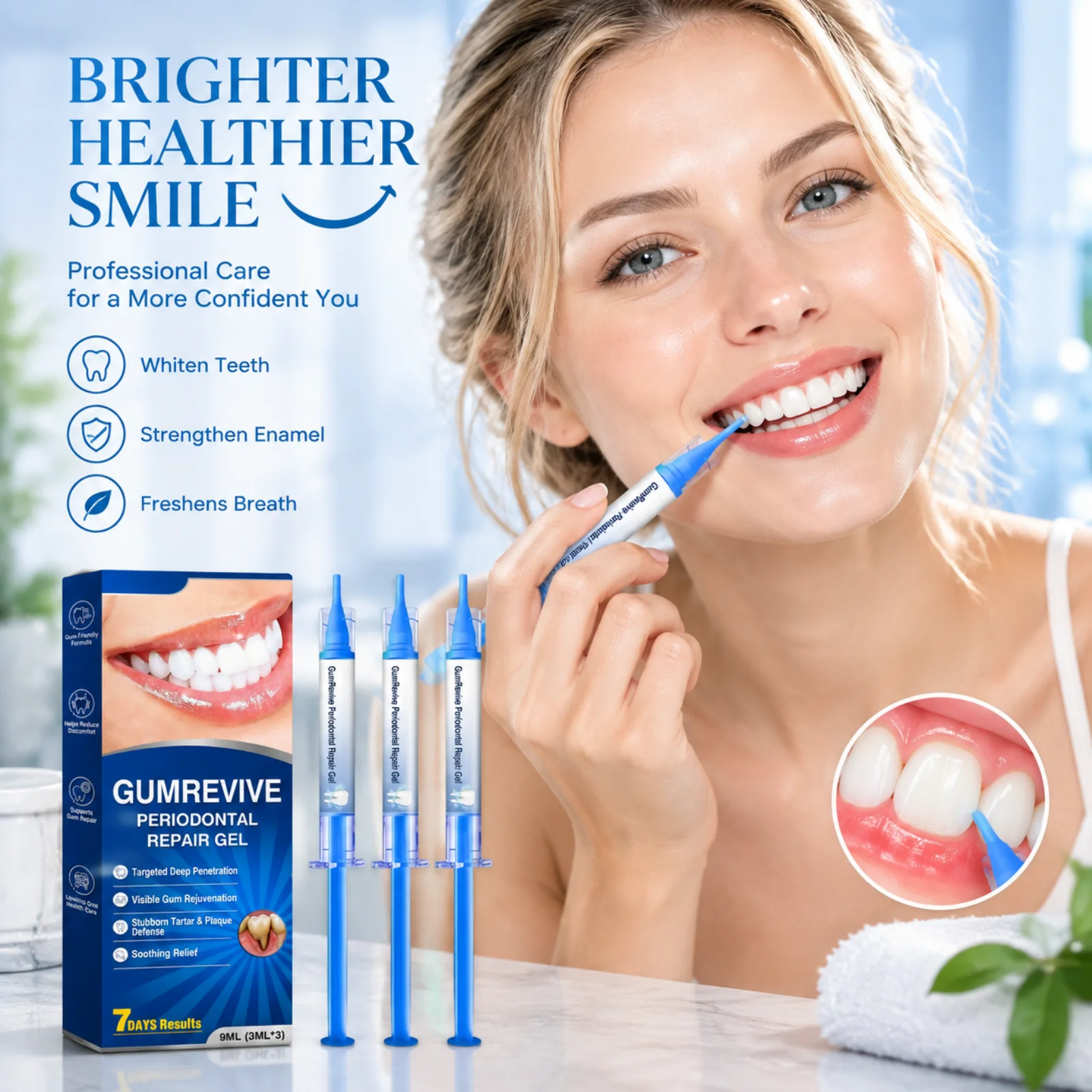 Periodontal Repair Gel Gum Rejuvenation Fresh Breath Plaque Remover for Teeth Gentle Formula Portable Oral Care Gel  3 Pieces
