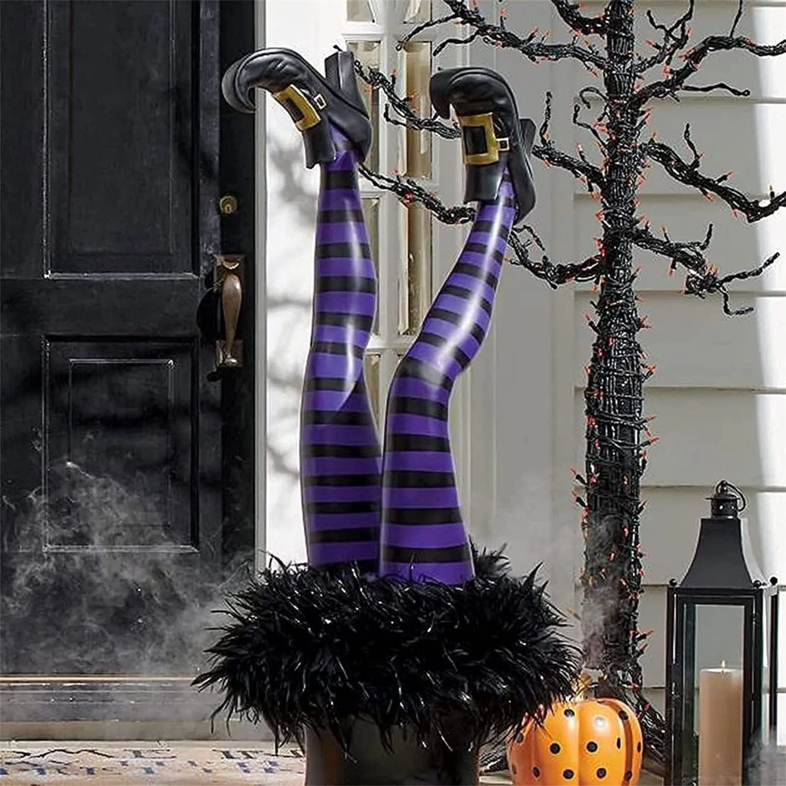 Halloween Wicked Witch Legs Prop Halloween Witch Decoration 3D Witch Leg Suitable For Courtyards And Halloween Home Decorations