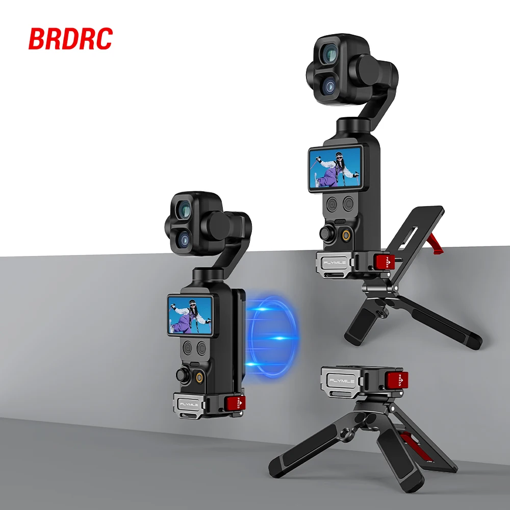 

Flymile Magnetic Quick Release Tripod for DJI Pocket 4 3 Accessories Metal Tripod Foldable Selfie Stick Handle with Cold shoe