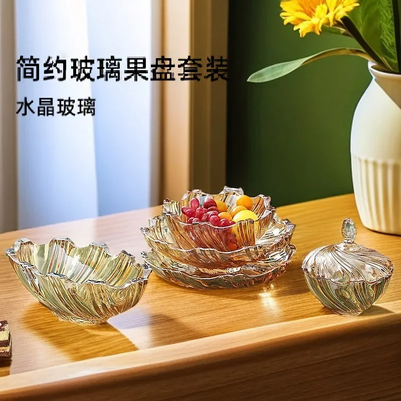 Living room coffee table premium candy dessert melon seed plate, crystal glass snack plate
