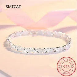 S925 Sterling Silver Korean Edition Trendy Simple and Personalized Creative XO Bracelet Temperament Bracelets Classic Jewelry