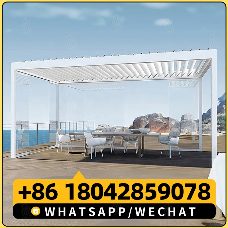 Hot Sale Low costs Easily Assembled automatic unrusted waterproof Backyard Gazebo outdoor canopy garden Pergola louver pavilions