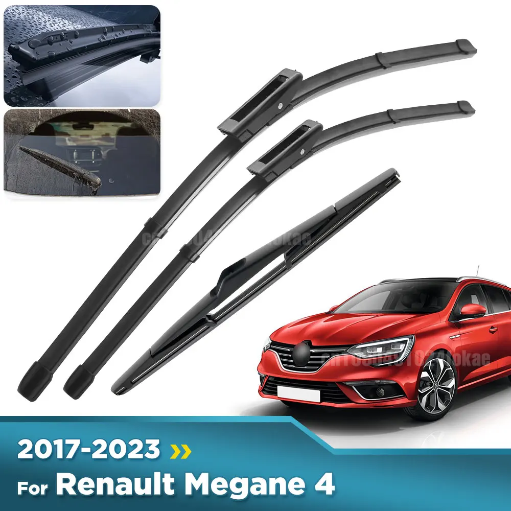 

For Renault Megane 4 2017-2023 2018 2019 2020 Wiper Front & Rear Wiper Blades Windshield Windscreen Window Brushes 24"+18"+9"