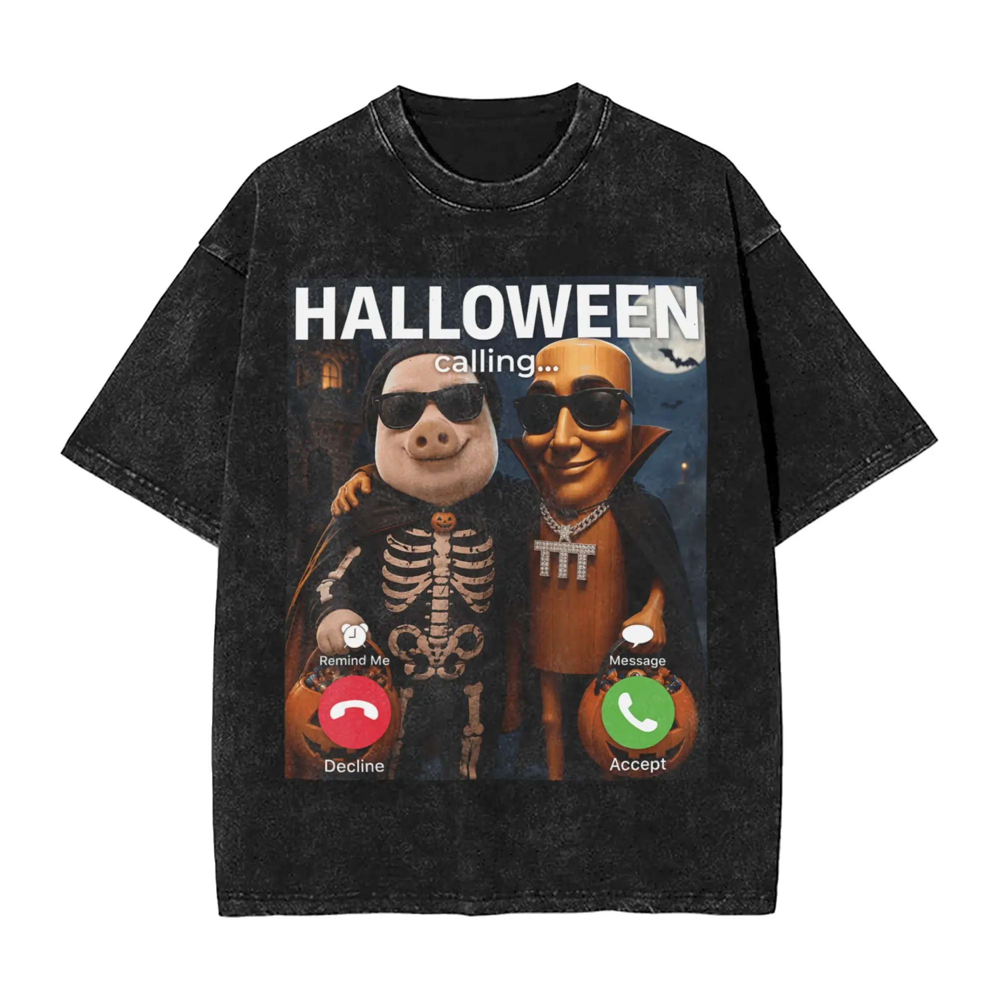 John Pork Halloween Calling Internet Meme Joke Tung Sahur T Shirt Summer Vintage T-Shirts Cotton Fashion Tshirt Man Top Tees