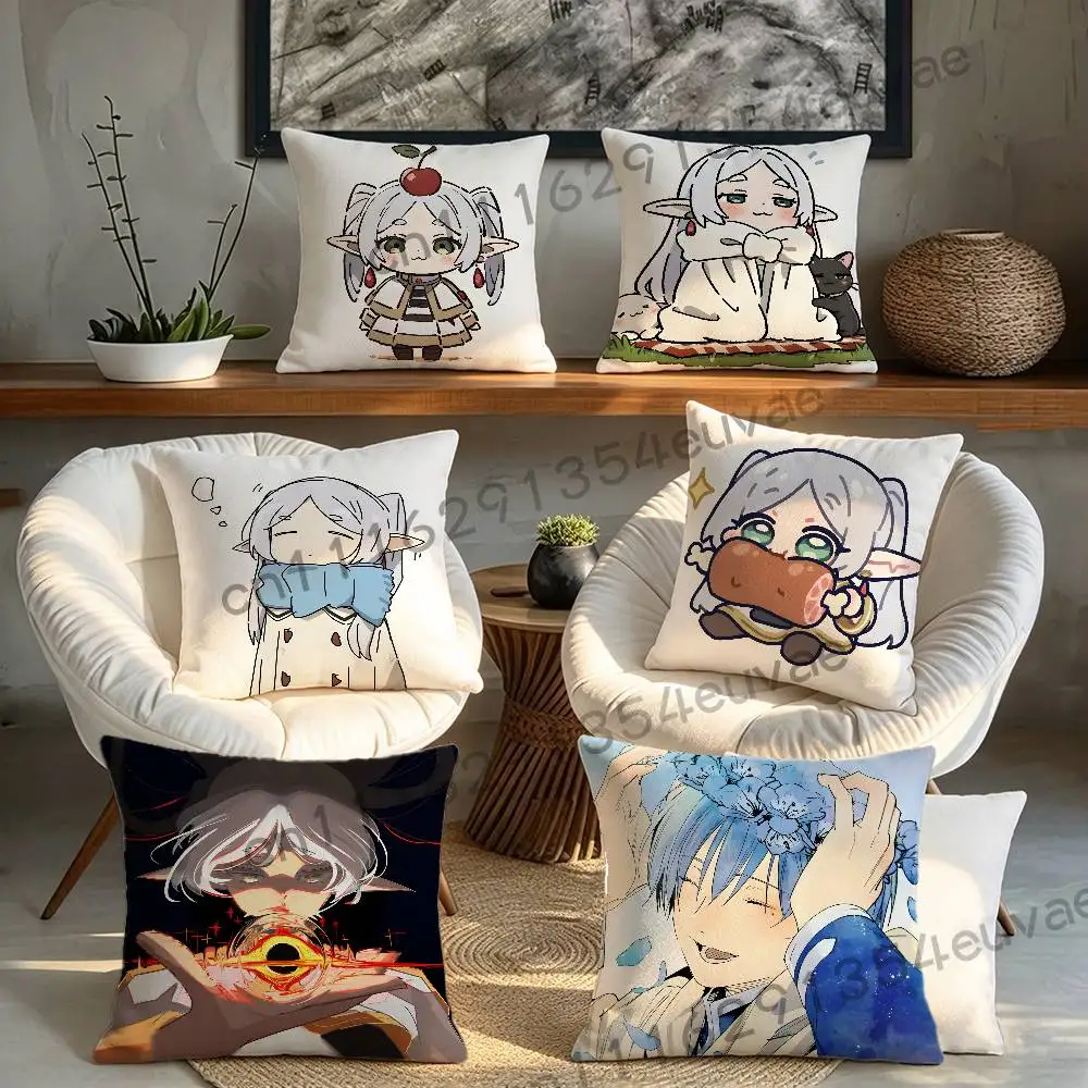 Japanese Anime F-Frieren Cushion Cover Pillowcase Upholstery Sofa Throw Pillow Home Decor Pillowcas