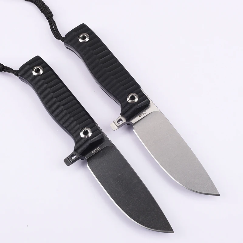 2024 outdoor G10 handle DC53 steel blade camping fruit knife survival collection EDC fixed knife with K sheath